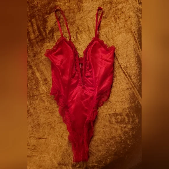 Vintage 1980s Red Teddy Bodysuit by Emil Bole